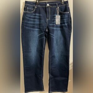 NWT - Flamingals Dark Wash Mid Rise Straight Leg Jeans, Sz 2XL